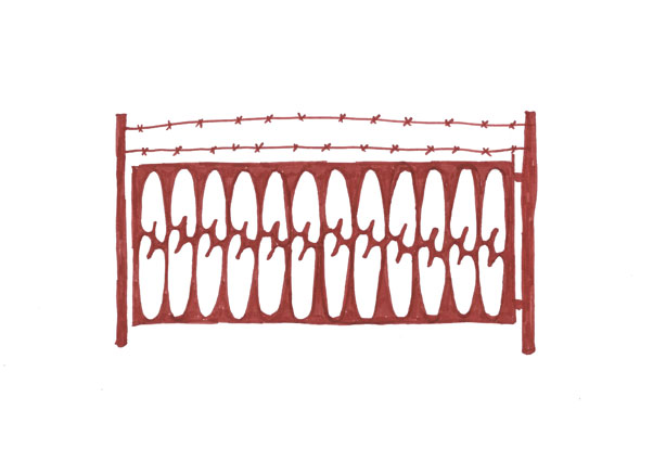 Julie Chovin Fence, felt pen on paper, A4, 2013