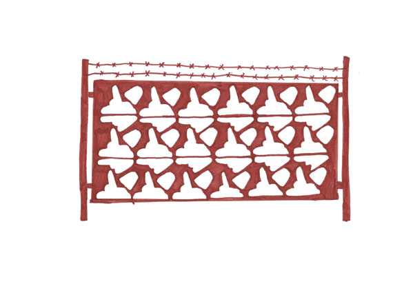 Julie Chovin Fence, felt pen on paper, A4, 2013