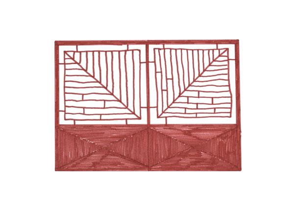 Julie Chovin Fence, felt pen on paper, A4, 2013